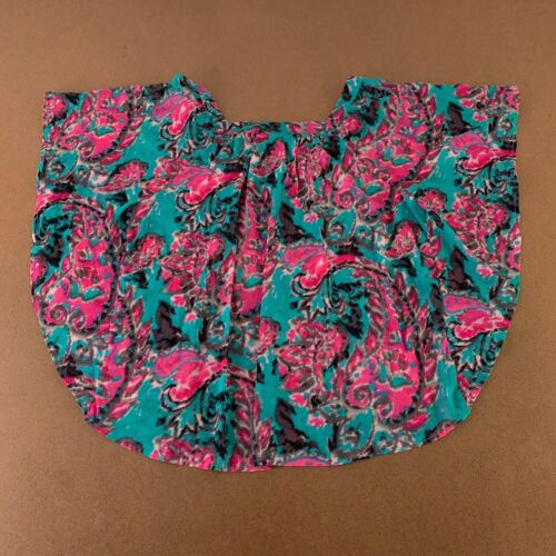 INC Women's XL Pink Teal Floral Print Batwing Sleeve Square Neck Pullover Blouse - Picture 3 of 8