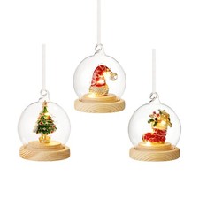 Christmas Tree Decorations Baubles LED Glass Metal Tree Stocking Hat 3x LB221193