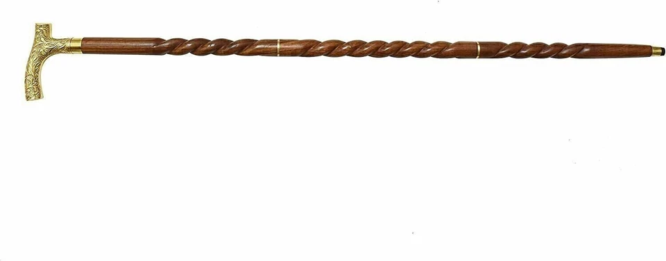 Bengala de bronze para homens e mulheres designer elegante vintage madeira vitoriana - Imagem 4 de 4