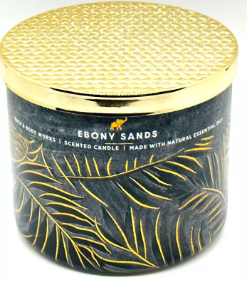 Bath & Body Works White Barn EBONY SANDS 3 Wick 14.5 Oz Scented Candle