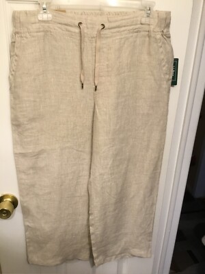 L.L. Bean Woman s  Favorite Fit 100% Linen Capris Sz10 R NWT