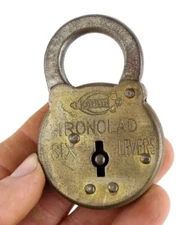 Vintage Corbin Iron clad Six Levers Padlock Metal Trunk Chest Lock Old No Key