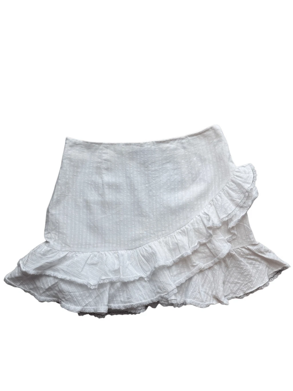 Blue Blush White Ruffled Mini Skirt