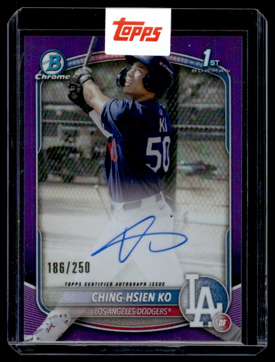 CHING-HSIEN KO 2025 BOWMAN CHROME PROSPECT #CPA-CK PURPLE REFRACTOR AUTO 186/250