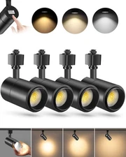 4x LED Track Light Kit - Black Adjustable Spotlights 30W 3000LM Ceiling Rail