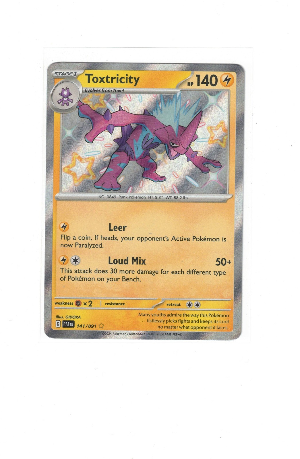 Toxtricity Shiny Rare SV: Paldean Fates 141/091 NM