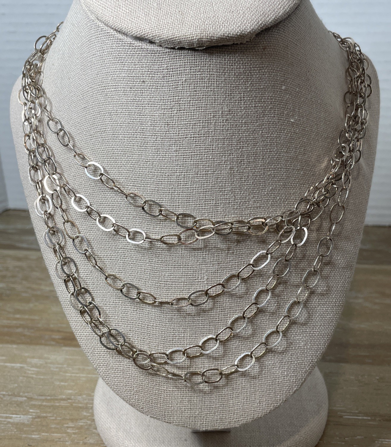 Sterling Silver Oval Link Adjustable Necklace 28.… - image 3