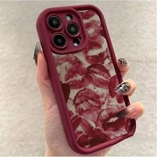 For iPhone 17 Pro Max Air 16 15 14 13 Red Lip Kiss Print Shockproof Safe Case