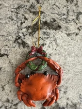 Crab Ornament Coastal Beach Christmas Tree  Nautical