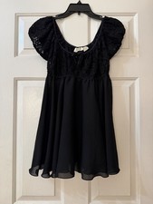 Vintage Victoria Secret Gold Label Black Lace Bodice Chiffon Babydoll Dress