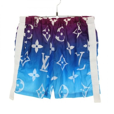 LOUIS VUITTON Sunset Monogram Shorts Hose Nylon Blau Lila Gebraucht Damen #44 LV