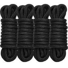 Marine Grade Double Braided Nylon Dock Line 1/2" x 15 4 Pack Pre-Spliced Eyelet