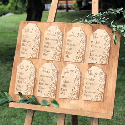 Wedding Table Plan Seating Placement Wedding Guests Wooden Engraved Birch