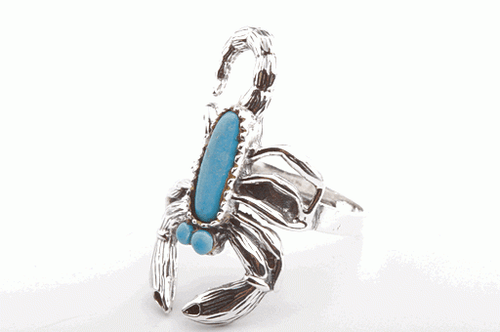 Ring Skorpion mit Türkis 925 Sterlingsilber Gr. 53 . - Bild 4 von 6