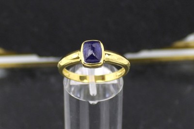 Sapphire Ring, Sapphire Silver Ring, 925 Sterling Silver, Gold Plated