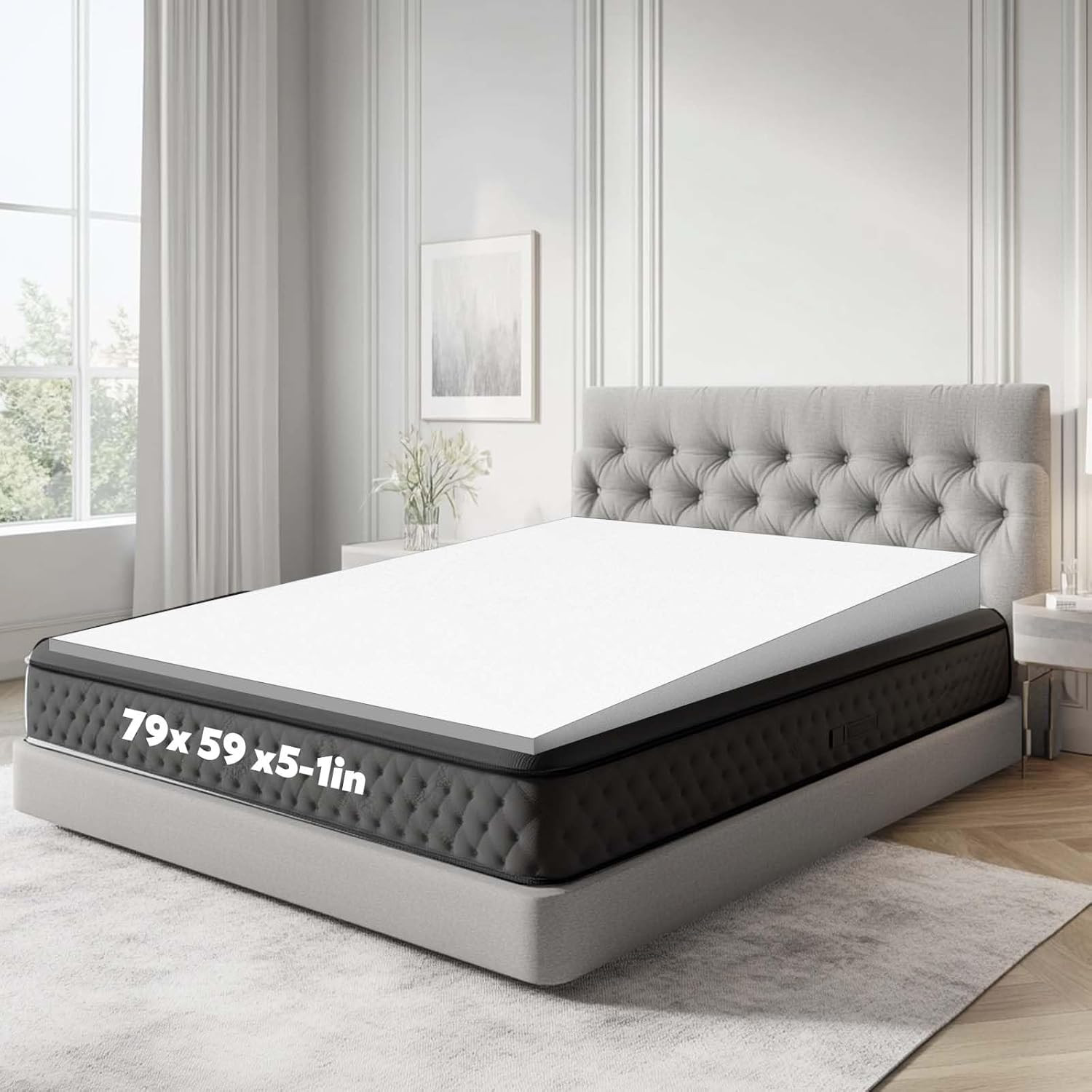 Cuña de colchón, cuña inclinada Queen de 5 pulgadas para reflujo ácido Gerd, cuello y B