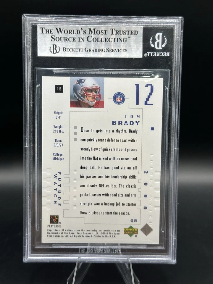Auténtico Tom Brady #118/1250 (RC) BGS 9 2000 SP como nuevo novato Foto 2 de 2