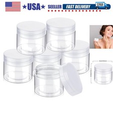 6 Pack 2 oz Plastic Jars Containers with Lids Wide-mouth Refillable Leakproof...