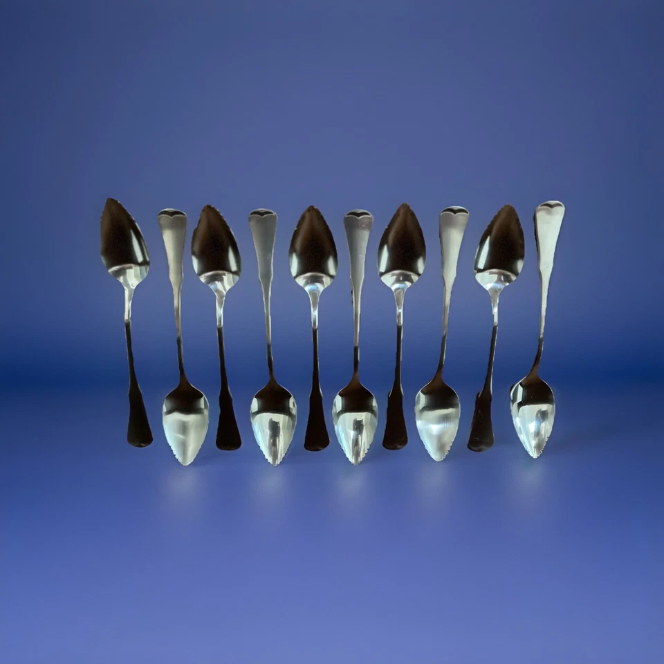 10 cucharas de pomelo Patrick Henry de acero inoxidable Oneida Community borde serrado de colección Foto 3 de 4