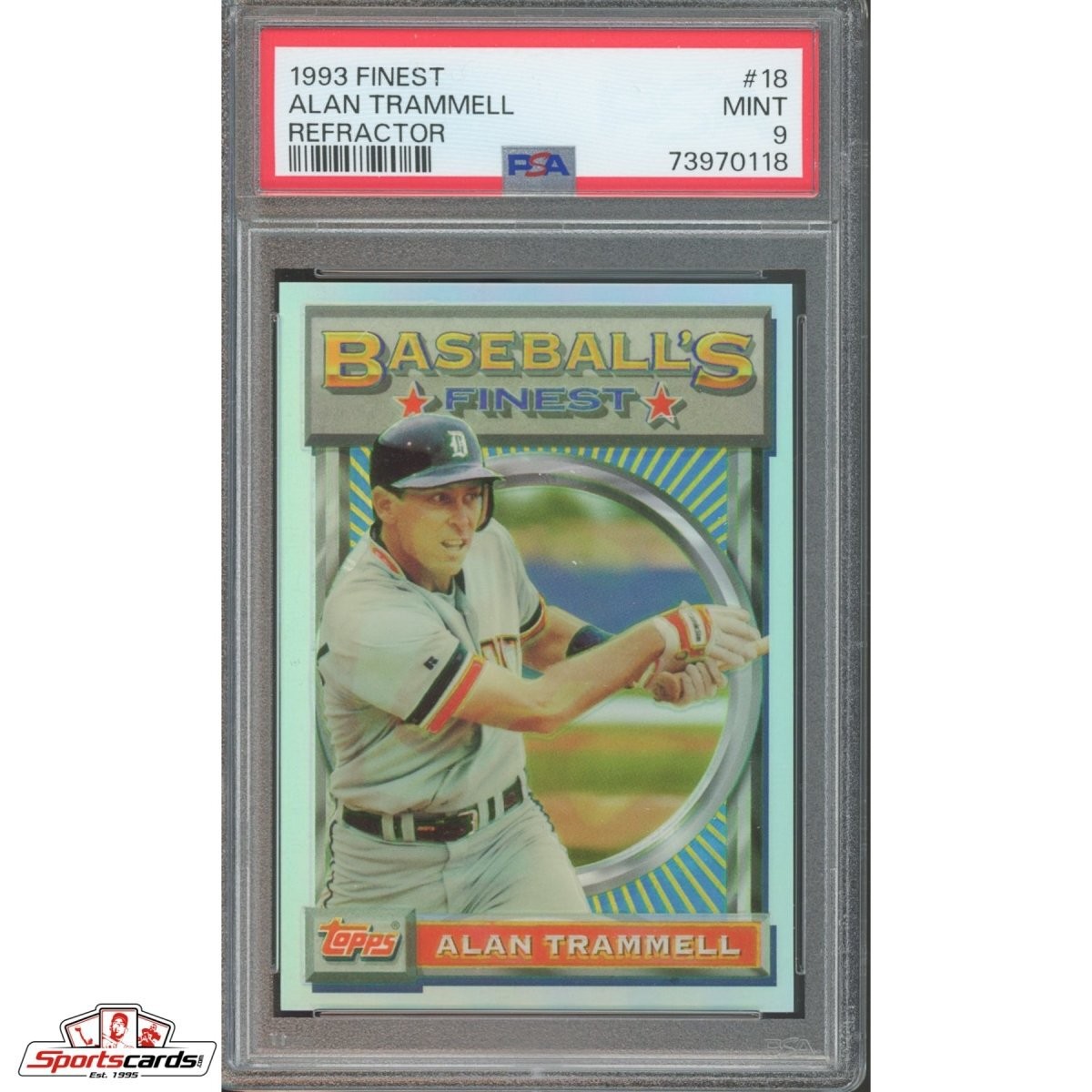 1993 Finest Alan Trammell Refractor #18 PSA 9