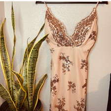 Rose Gold Sequins Strap Party Dress