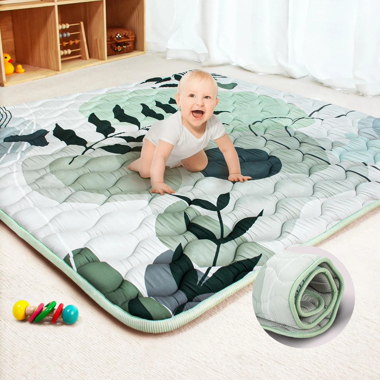 Baby Play Mat, 50x50 Playpen Mat, Thick Soft Foam Playmats for Baby, Foldable...