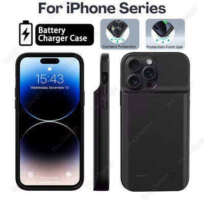 For iPhone X 11 12 13 14 15 16 17 Power Bank Battery Charger Case Charging Cover