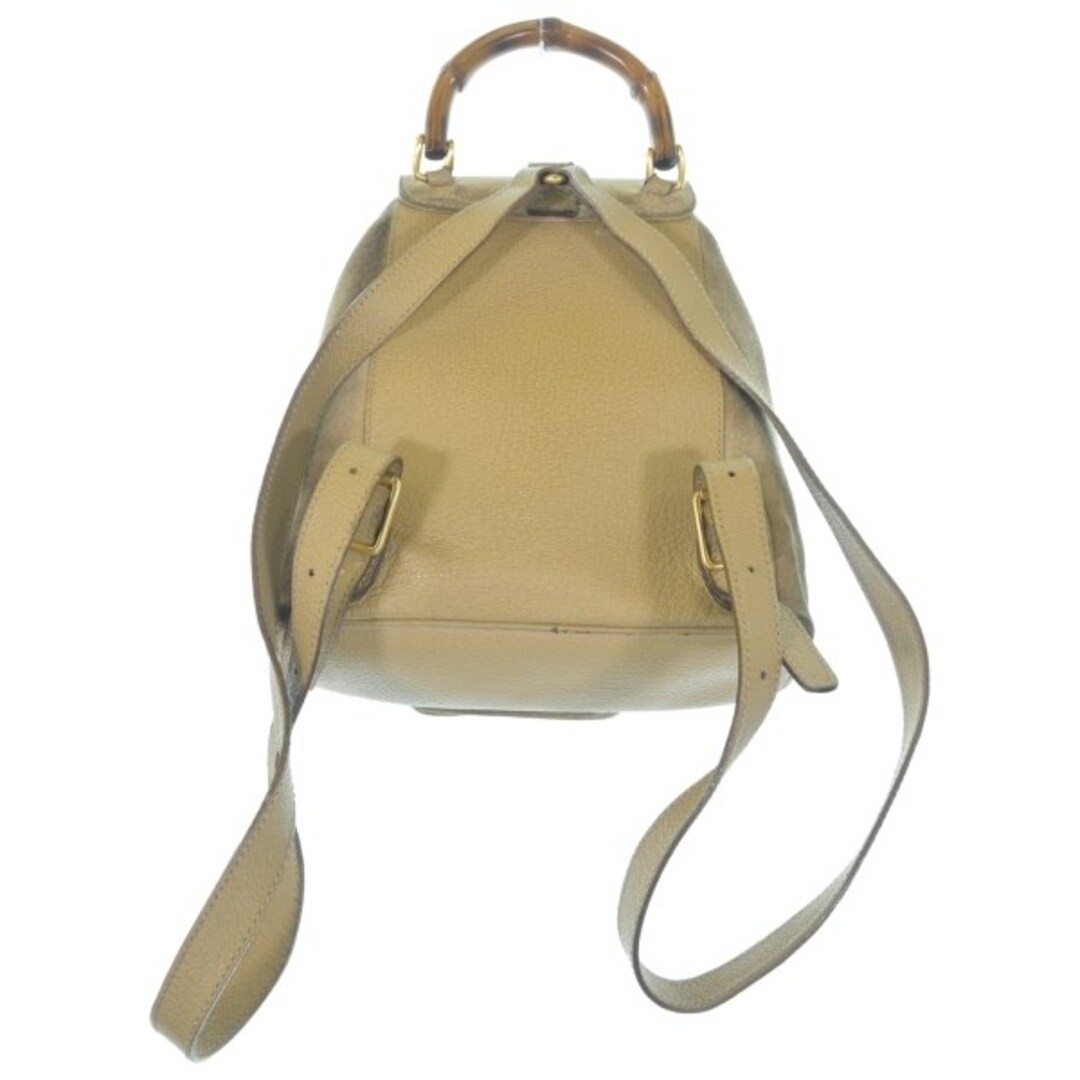 GUCCI Beige Leather Backpack Women Used Free Shipping thumbnail 2