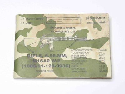 1986 US Marine Corps Operator's Manual Rifle 5.56mm M16A2 W/E Operators Manual