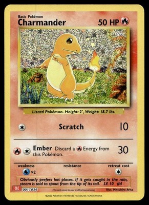 EX-NM Trading Card Game Classic Charmander 001/034 2023 Pokemon