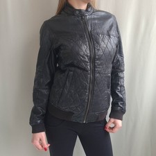 Giacca bomber donna Bershka ecopelle taglia S/36 eco pelle biker nero