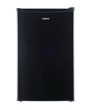 Galanz 4.3 Cu ft Single Door Mini Fridge, Black Estar, New, Width 19.92"