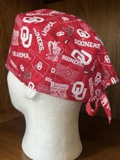 OU University Of Oklahoma Men's Skull/Chemo Surgical Scrub Hat/Cap Handmade