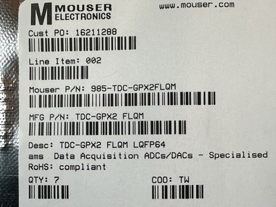 AMS TDC-GPX2-FLQM Time-to-Digital Converter IC LQFP-64 Cut Tape Lot of 4