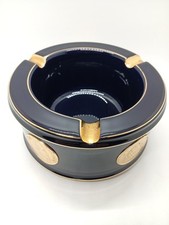 Portacenere Vintage Ronson Blu Con Medaglioni Oro