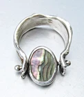 VTG Handmade Southwestern Sterling Silver Wide ABALONE FLIP Ring Unisex Sz 10