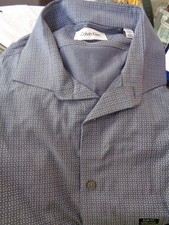 Calvin Klein Men's Blue Dress Long Sleeve Shirt Slim Stretch Large 16 32/33 NWT