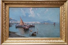 Giuseppe Carelli Oil Canvas Painting Antique Century Naples Neapolitan Painting