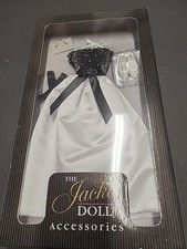 NIB Franklin Mint The Jackie Kennedy Doll Accessories Black  White Gown Dress