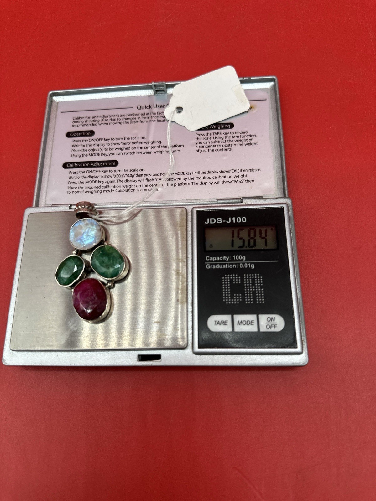 Ruby Emerald and Moonstone Sterling Silver 925 Pe… - image 6