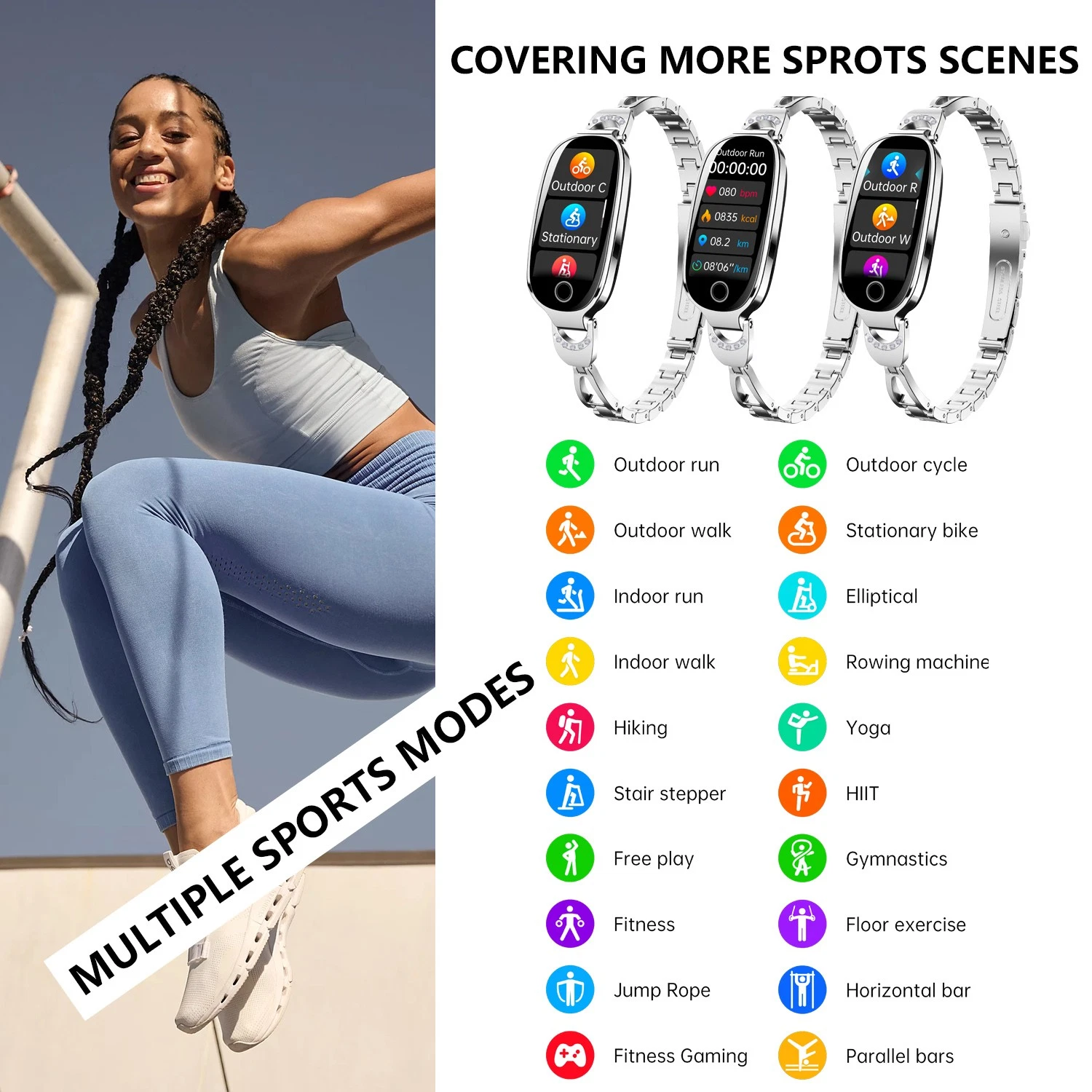 Female Health Smart Watch Blood Pressure Sports , HRV Report