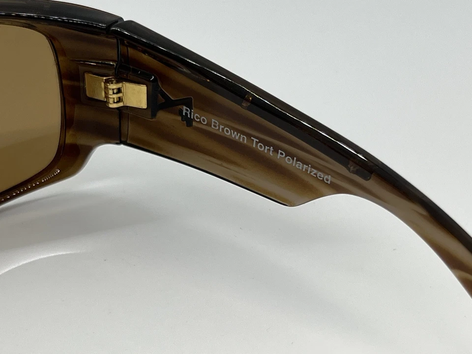 Винтажные солнцезащитные очки Anon/Burton Rico - коричневые черепаховые, янтарные линзы золотистые с чехлом - Изображение 4 из 4