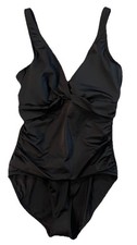 Lauren Ralph Lauren Black One Piece Swimsuit Ruched Underwire Cups Size 16 NWT  
