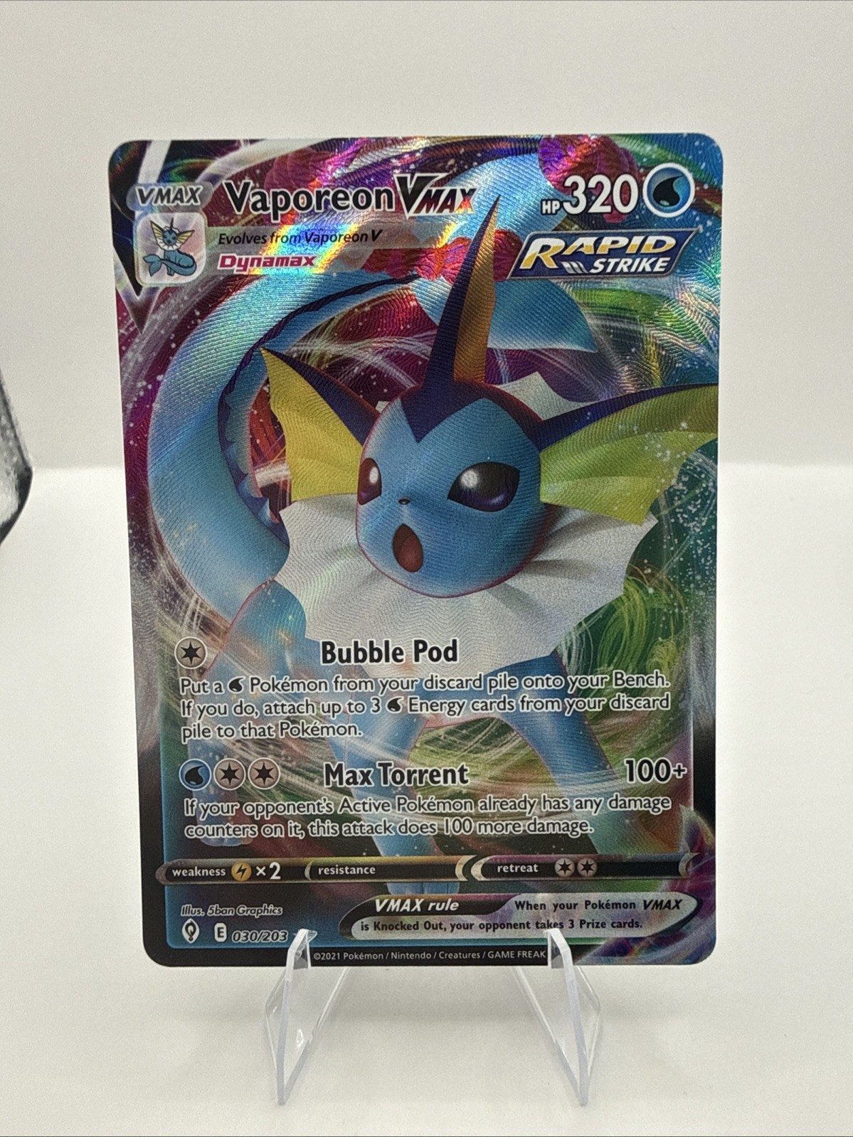 Vaporeon Vmax 30/203 Evolving Skies NM Full Art Ultra Rare Pokemon Card