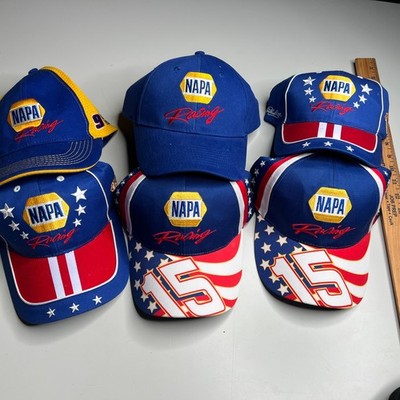 Vintage NAPA Racing Hat Lot of 6 USA Flag #15 NASCAR Snapback Caps