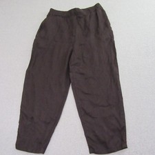 Zara Mens Casual Pants L Black Chino Tapered Leg Flat Front Pocket Pullon