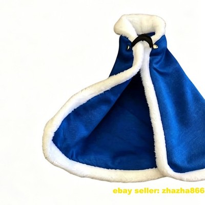 1/12 Blue Wired Cloak White Fur Trim Medieval Fantasy Cape for 6'' Action Figure