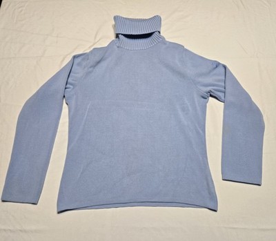 Vtg Bogner Blue Turtleneck Ribbed Sweater Fits Womens Small Thick Soft See Pic