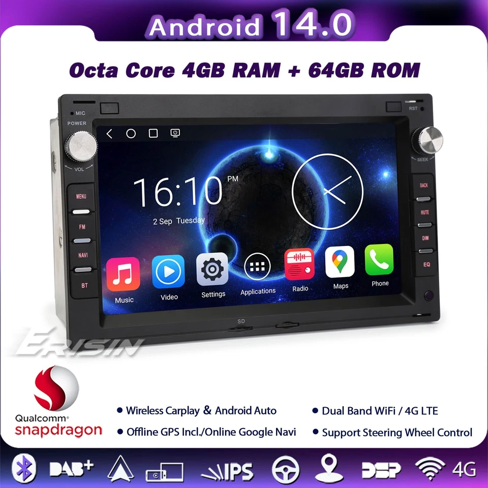 7"Qualcomm Android Autoradio Carplay VW Passat Golf 4 T5 SEAT Ibiza Skoda Superb - Bild 1 von 4