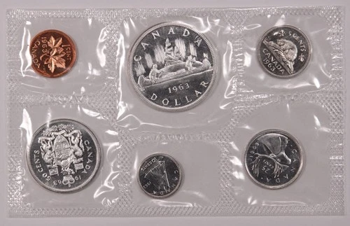 1963 Canada Proof-Like Set, 6 Coins, Gem PL, Original Packaging, 1.11 oz Silver!